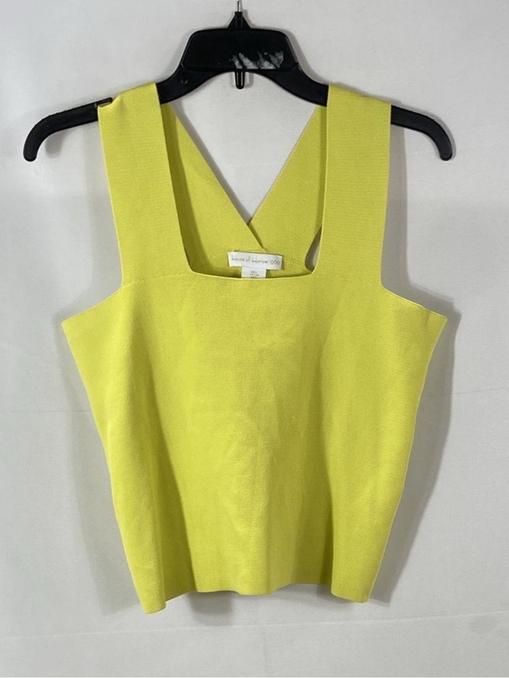 House of Harlow 1960 Neon Lime Yellow Square Neck Knit Tank Top Size L
